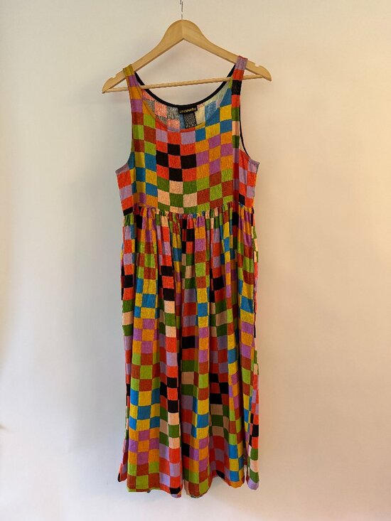 Nooworks Dresses & Skirts - Nooworks Bright Multicolor Checkerboard Midi Dress